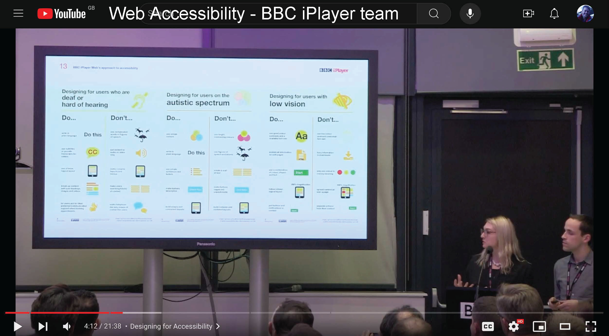 A video called Guide to Web Accessibility from the BBC iPlayer team